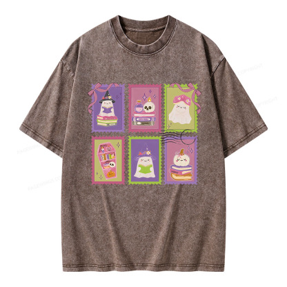 Pagewings Bookish Halloween Unisex Washed T-shirt