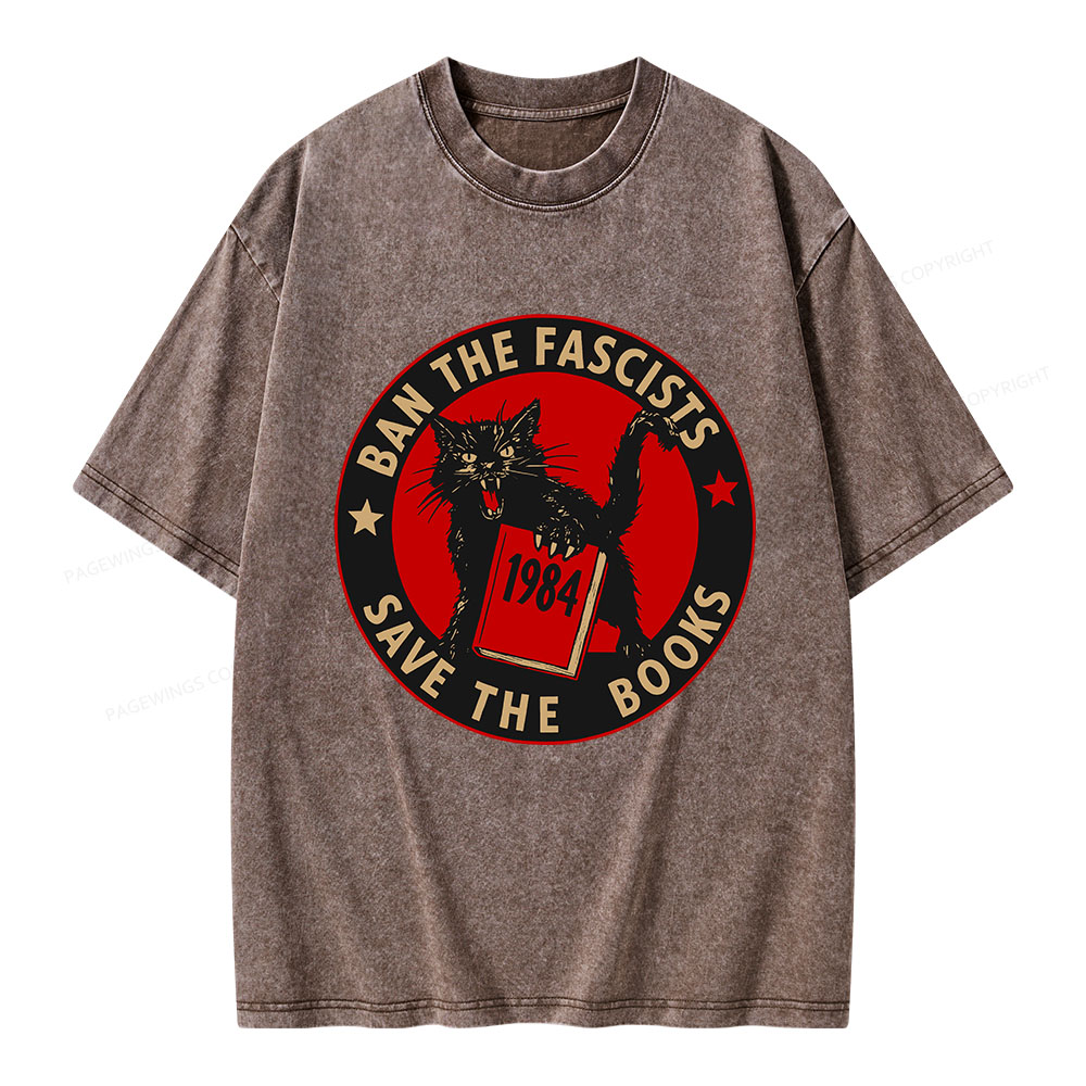 Pagewings Ban The Fascists Save The Books Unisex Washed T-shirt