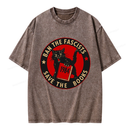 Pagewings Ban The Fascists Save The Books Unisex Washed T-shirt