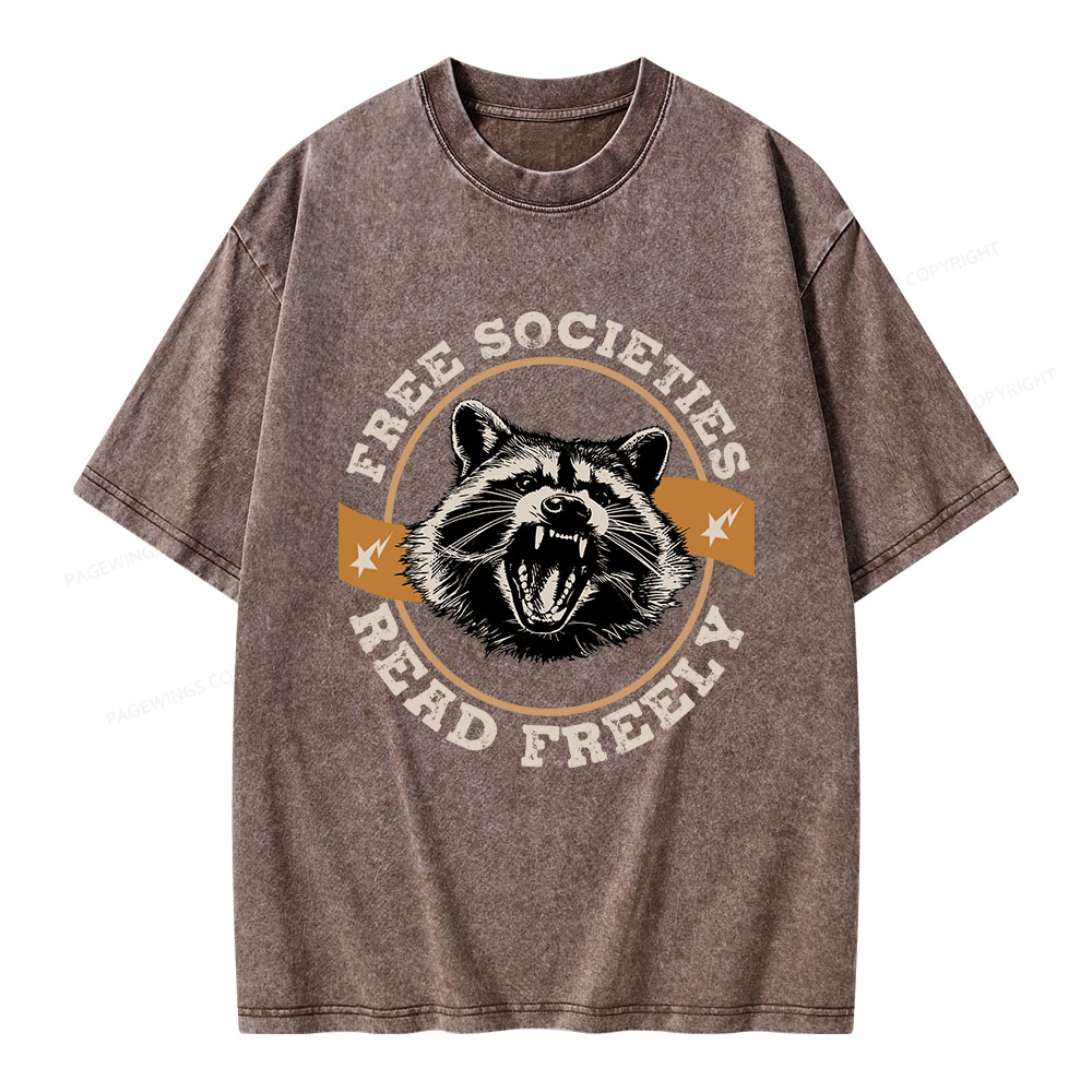 Pagewings Free Societies Read Freely Unisex Washed T-shirt