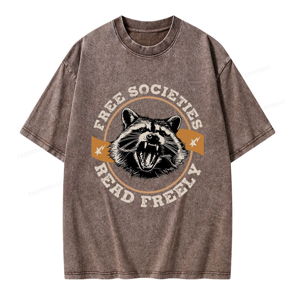 Pagewings Free Societies Read Freely Unisex Washed T-shirt