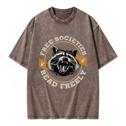 Pagewings Free Societies Read Freely Unisex Washed T-shirt