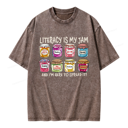 Pagewings Literacy Is My Jam Unisex Washed T-shirt