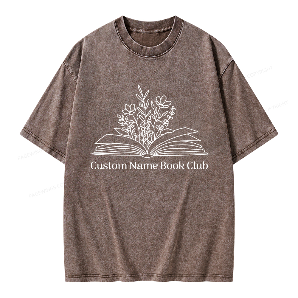 Pagewings Personalized Custom Name Book Club Unisex Washed T-shirt
