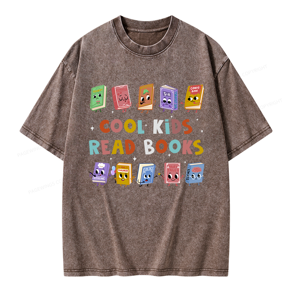 Pagewings Cool Kids Read Books Unisex Washed T-shirt