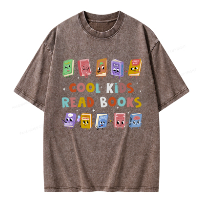 Pagewings Cool Kids Read Books Unisex Washed T-shirt