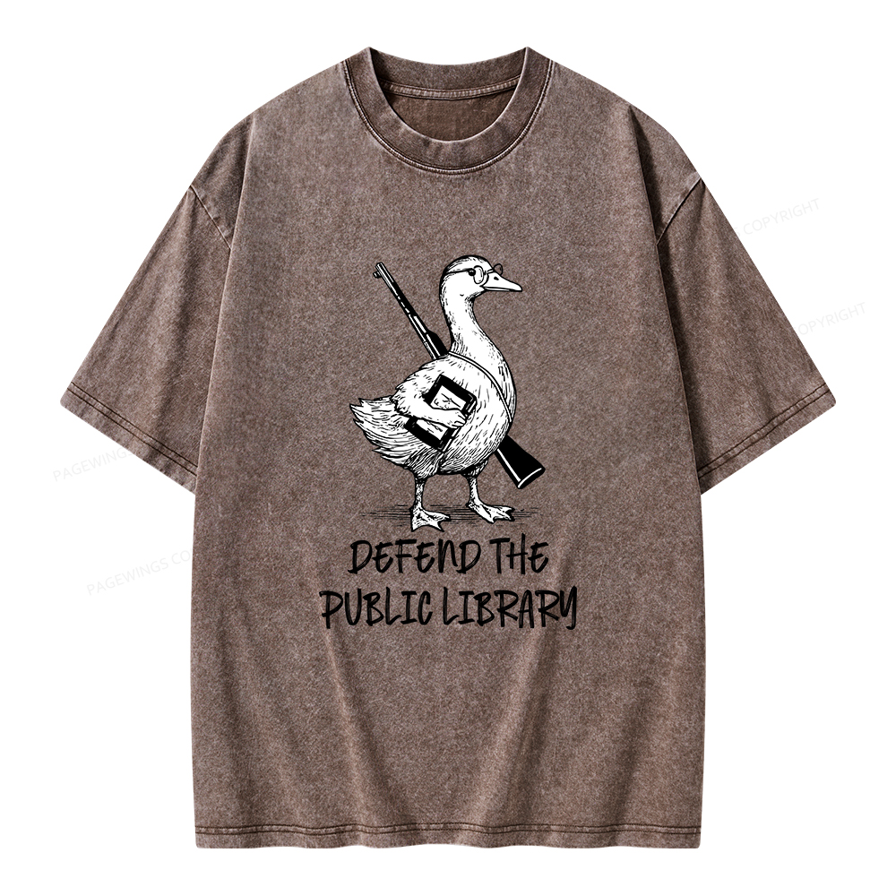 Pagewings Defend The Public Library Unisex Washed T-shirt