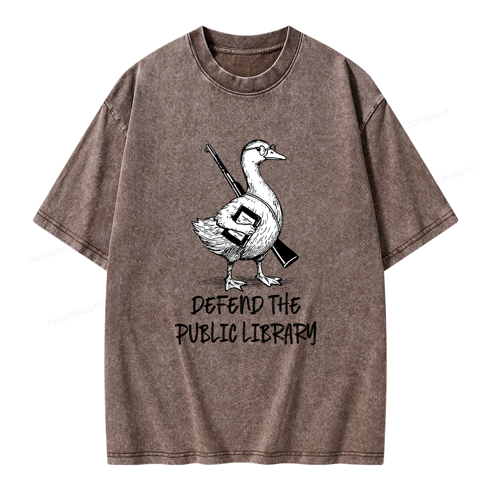 Pagewings Defend The Public Library Unisex Washed T-shirt