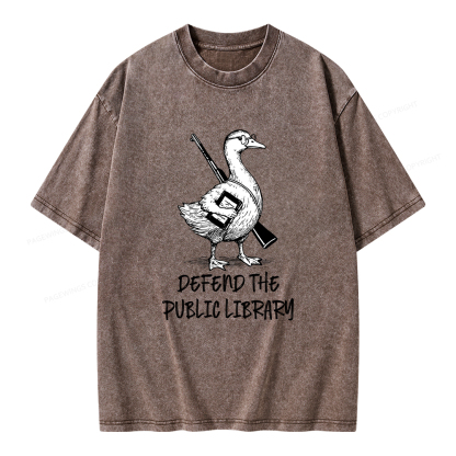Pagewings Defend The Public Library Unisex Washed T-shirt