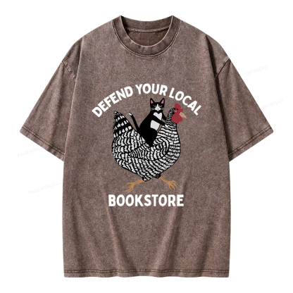 Pagewings Defend Your Local Bookstore Unisex Washed T-shirt