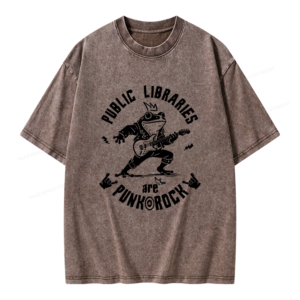 Pagewings Public Libraries Are Punk And Rock Unisex Washed T-shirt