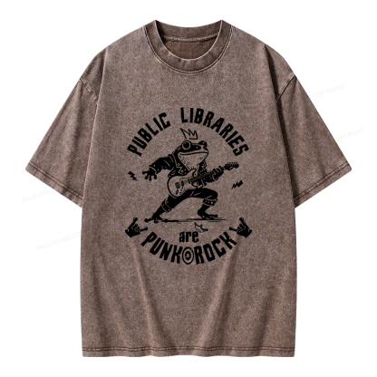 Pagewings Public Libraries Are Punk And Rock Unisex Washed T-shirt