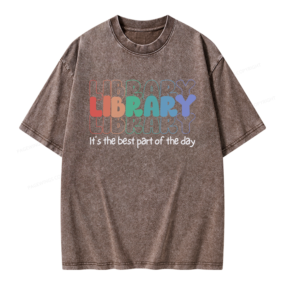 Pagewings School Librarian Shirt, Library Shirt Unisex Washed T-shirt