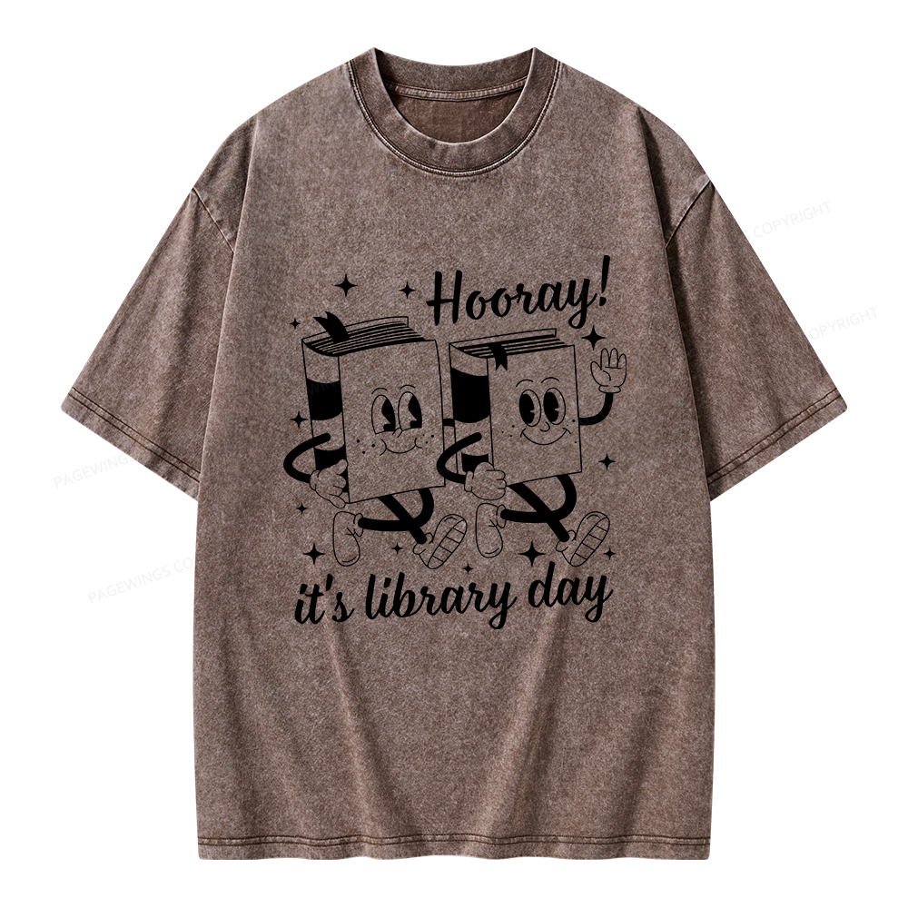 Pagewings School Librarian Shirt, Library Shirt Unisex Washed T-shirt