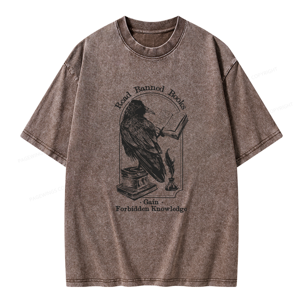 Pagewings Read Banned Books Gain Forbidden Knowledge Unisex Washed T-shirt
