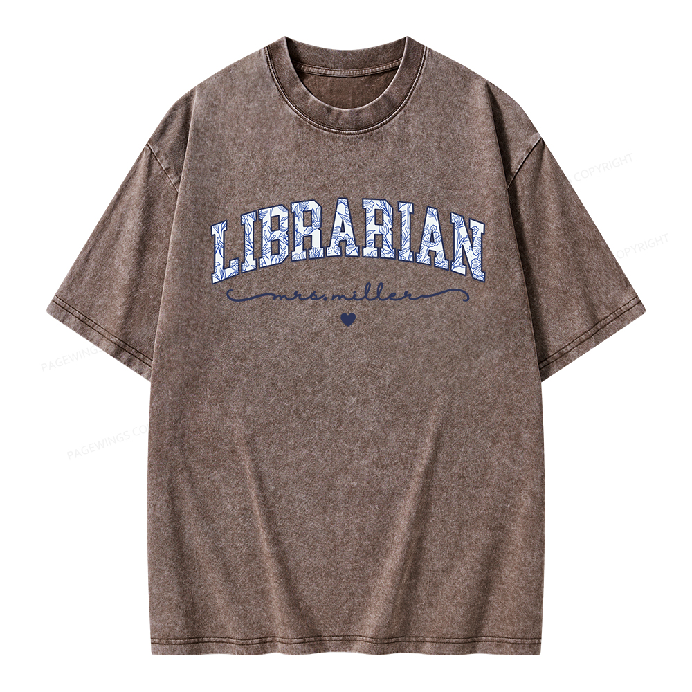 Pagewings Personalized Custom Librarian Unisex Washed T-shirt