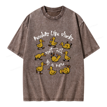 Pagewings Readers Like Ducks Not All In A Row Unisex Washed T-shirt