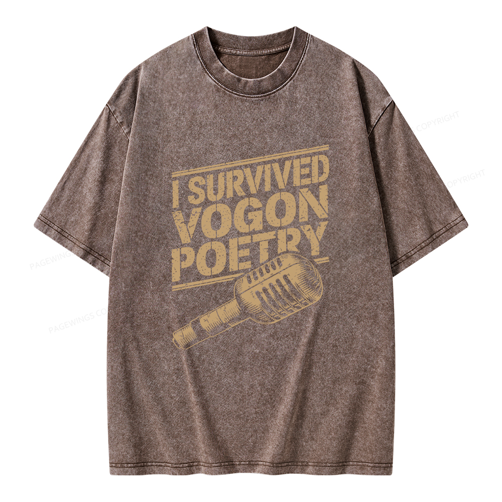 Pagewings I Survived Vogon Poetry Unisex Washed T-shirt