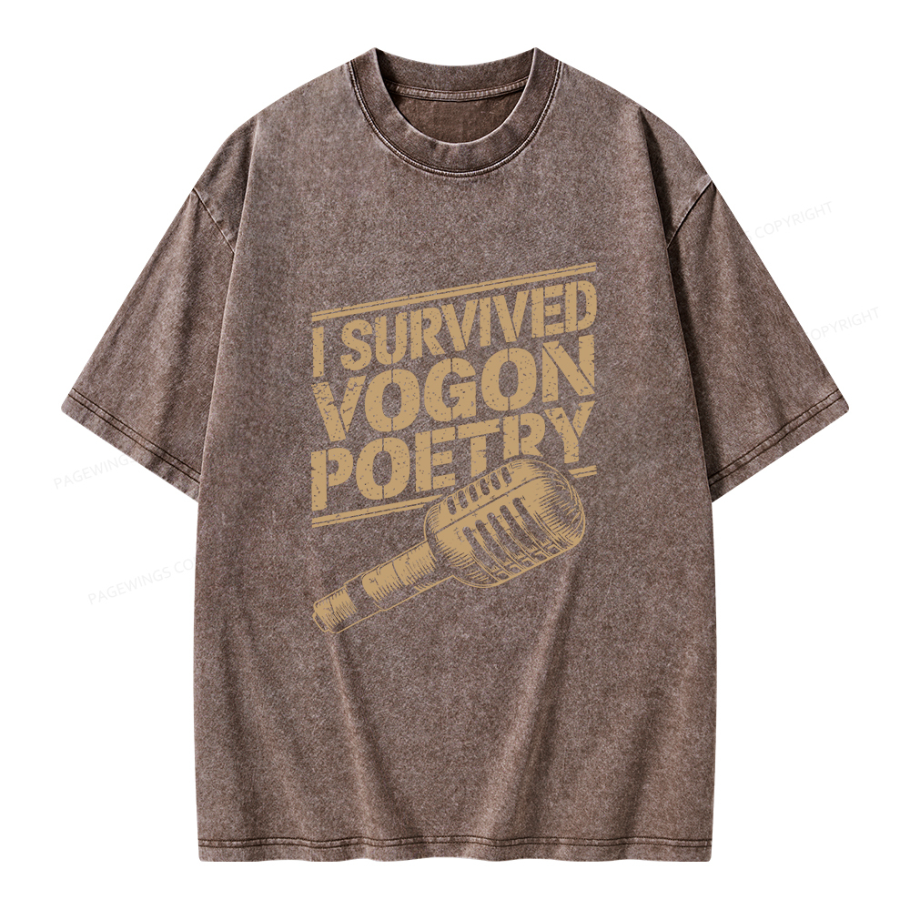 Pagewings I Survived Vogon Poetry Unisex Washed T-shirt