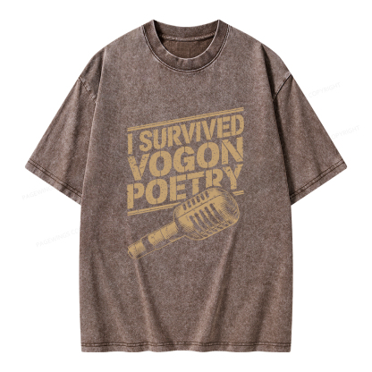 Pagewings I Survived Vogon Poetry Unisex Washed T-shirt