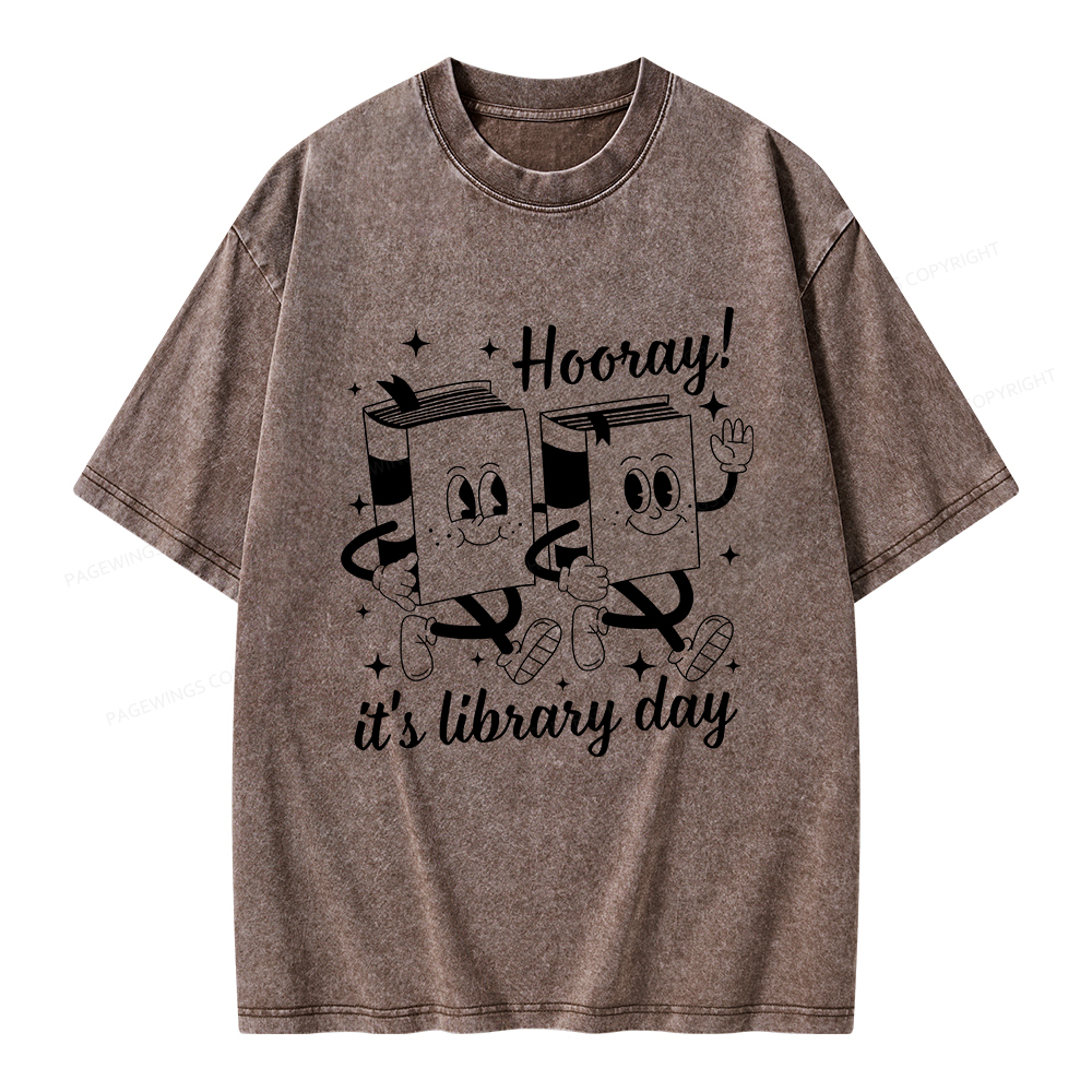 Pagewings School Librarian Shirt, Library Shirt Unisex Washed T-shirt