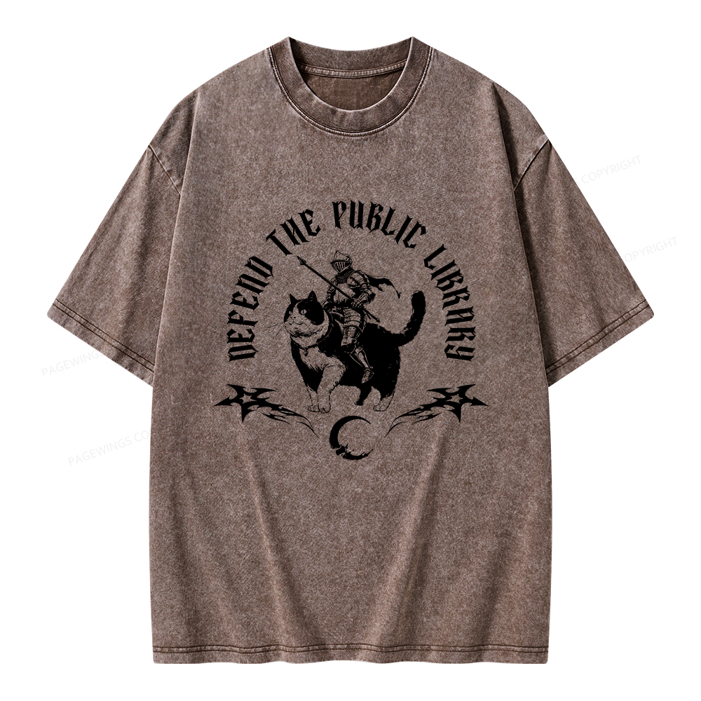 Pagewings Defend The Public Library Unisex Washed T-shirt