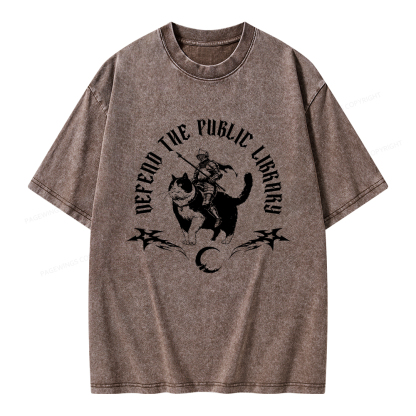 Pagewings Defend The Public Library Unisex Washed T-shirt