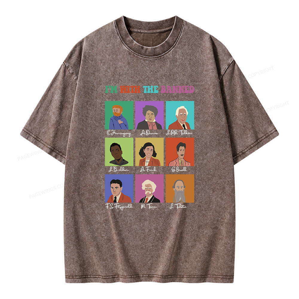Pagewings I'm With The Banned Unisex Washed T-shirt