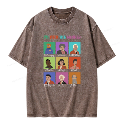 Pagewings I'm With The Banned Unisex Washed T-shirt