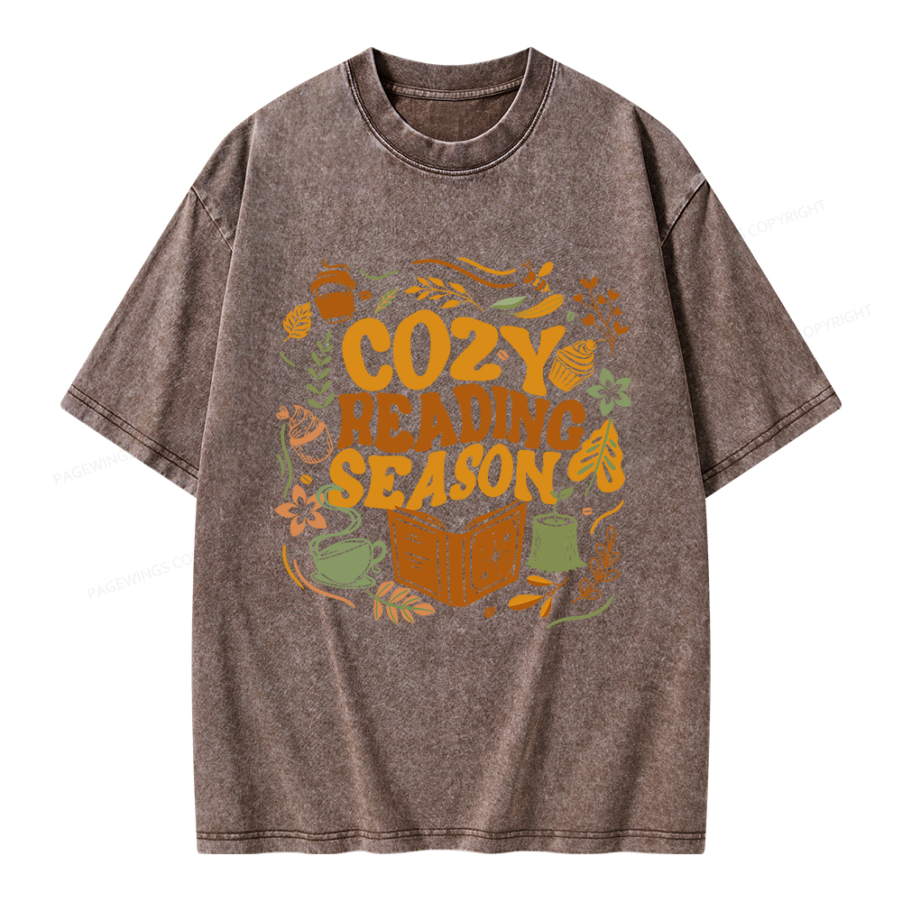 Pagewings Cozy Reading Season Unisex Washed T-shirt