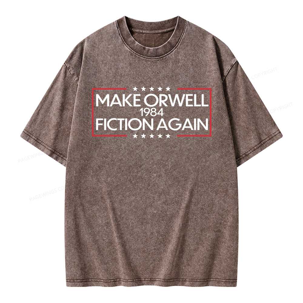 Pagewings Make Orwell Fiction Again Unisex Washed T-shirt