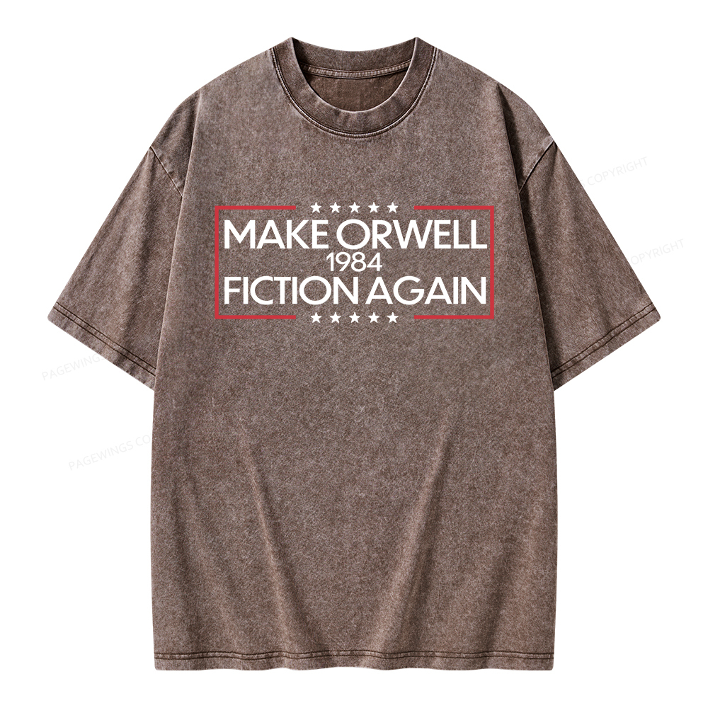 Pagewings Make Orwell Fiction Again Unisex Washed T-shirt