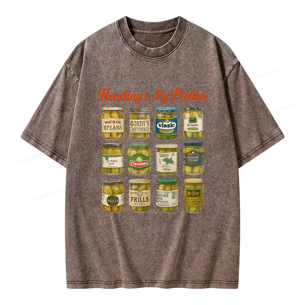 Pagewings Reading Is My Pickles Unisex Washed T-shirt