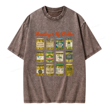 Pagewings Reading Is My Pickles Unisex Washed T-shirt