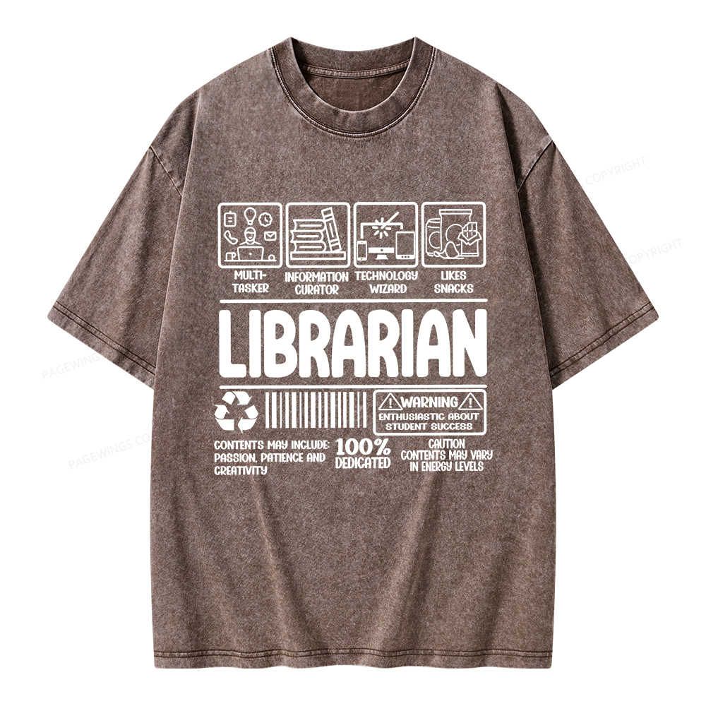 Pagewings Librarian Back To School Unisex Washed T-shirt