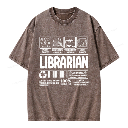 Pagewings Librarian Back To School Unisex Washed T-shirt
