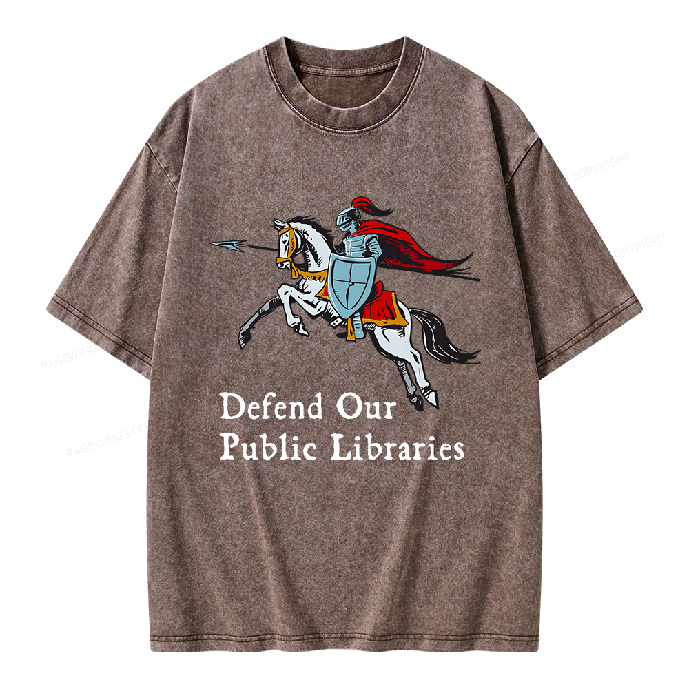 Pagewings Defend Our Public Libraries Unisex Washed T-shirt