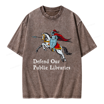 Pagewings Defend Our Public Libraries Unisex Washed T-shirt