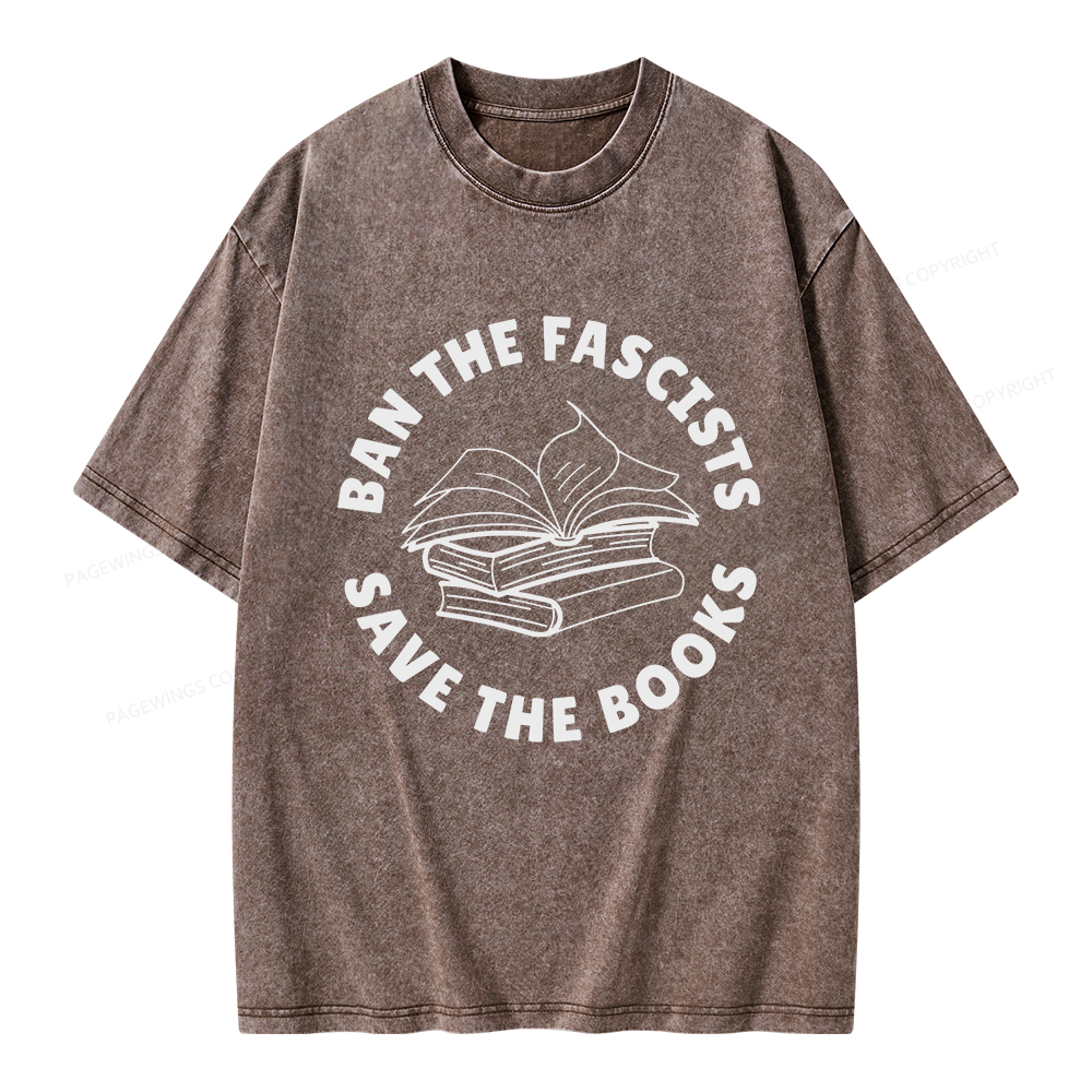 Pagewings Ban The Fascists Save The Books Unisex Washed T-shirt