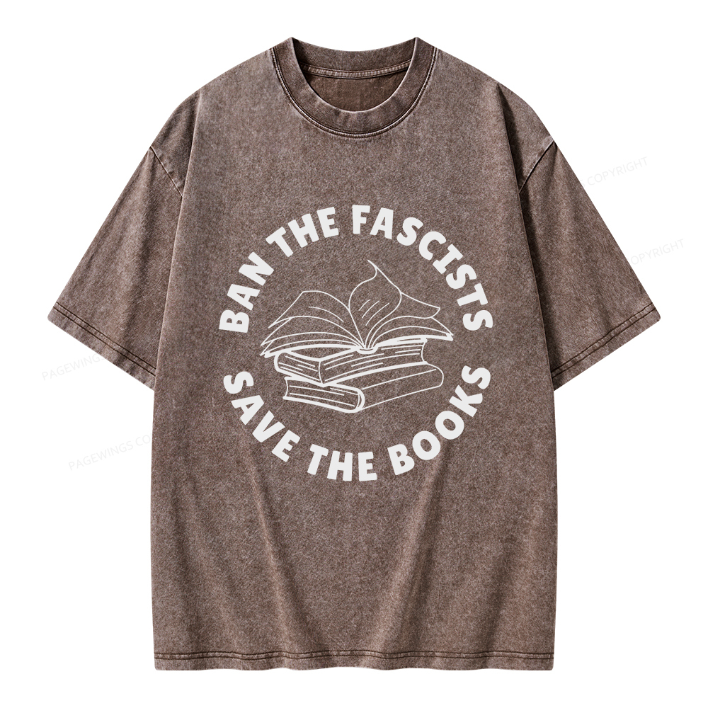 Pagewings Ban The Fascists Save The Books Unisex Washed T-shirt
