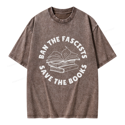 Pagewings Ban The Fascists Save The Books Unisex Washed T-shirt