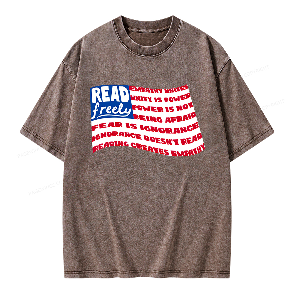 Pagewings Read Freely Empathy Unites Unisex Washed T-shirt