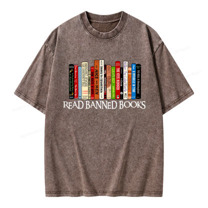 Pagewings Read Banned Books Unisex Washed T-shirt
