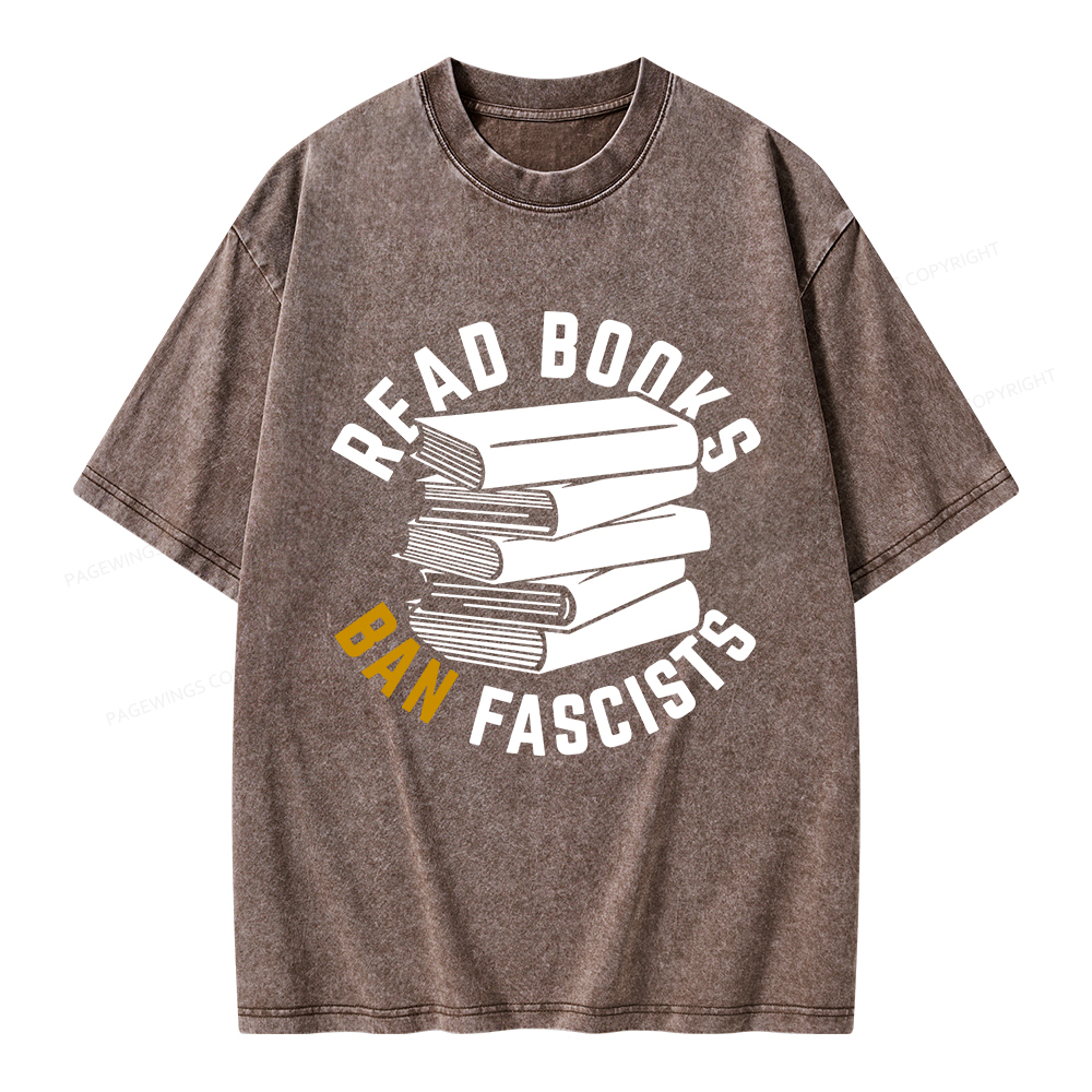 Pagewings Read Books Ban Fascists Unisex Washed T-shirt