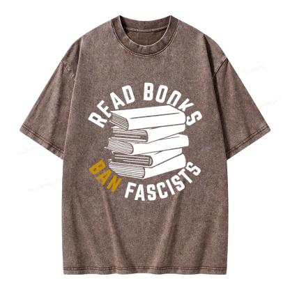 Pagewings Read Books Ban Fascists Unisex Washed T-shirt