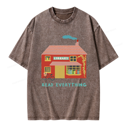 Pagewings Read Everything T-Shirt Unisex Washed T-shirt