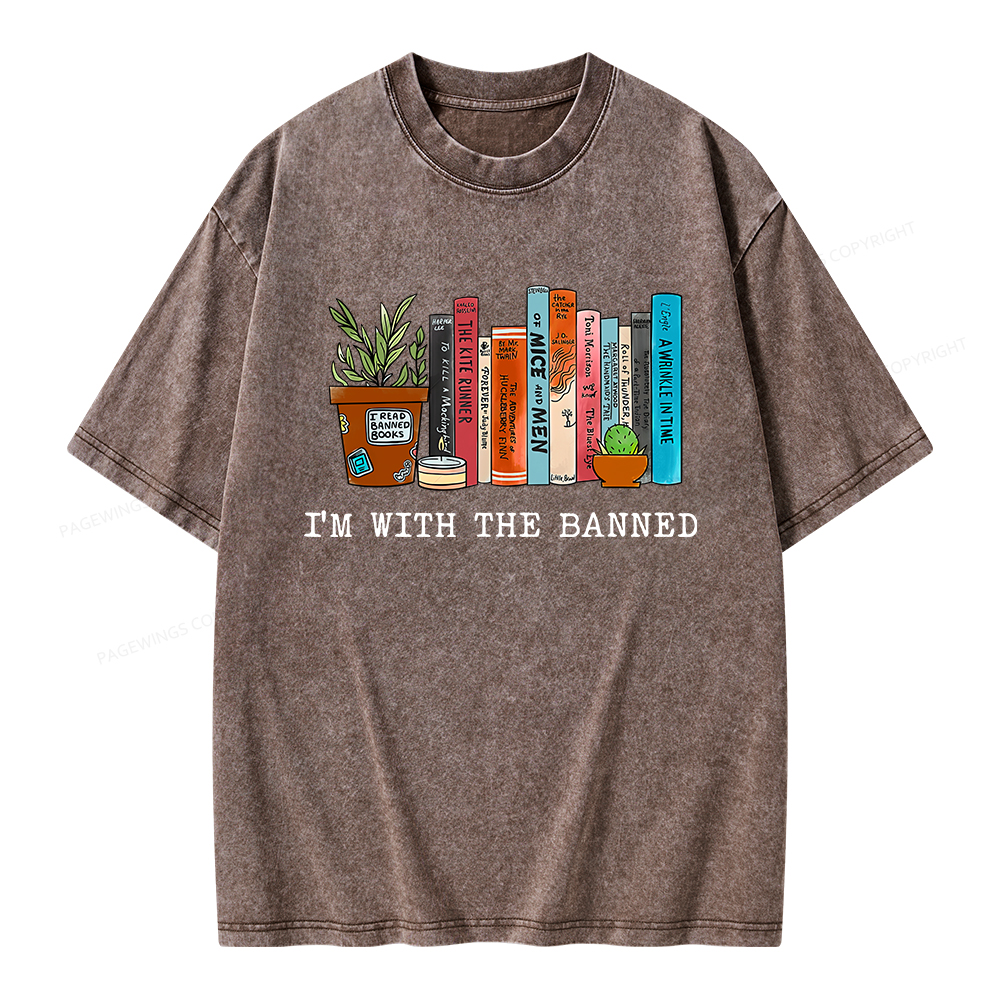Pagewings I'm With The Banned Reading Book Unisex Washed T-shirt