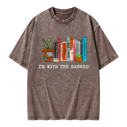 Pagewings I'm With The Banned Reading Book Unisex Washed T-shirt