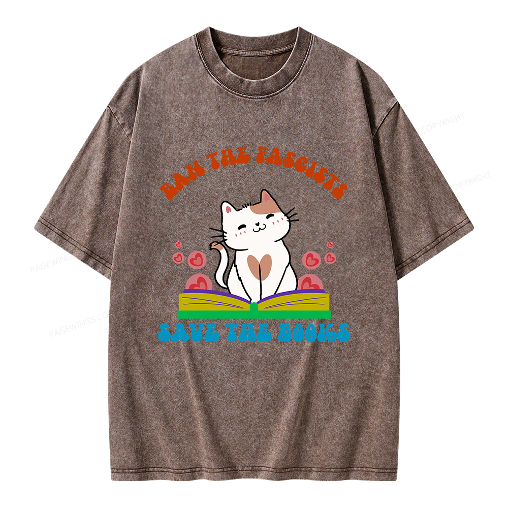 Pagewings Ban The Fascists Save The Books Unisex Washed T-shirt