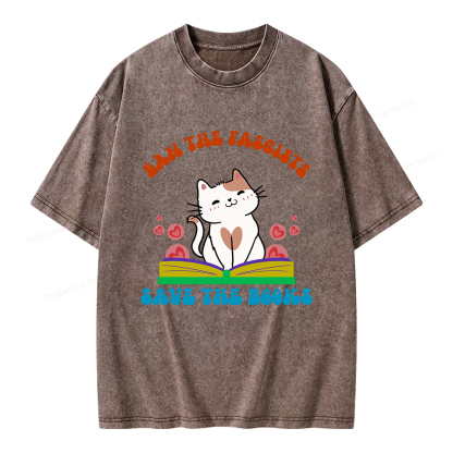Pagewings Ban The Fascists Save The Books Unisex Washed T-shirt